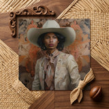Arjuna - Gay Tamil Cowboy Dandy Art Print / Canvas Square Portrait Person Light Beige, Dapper Queer, Prints