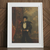 Armand - Gay Hispanic Vampire Art Print, 12x16’’ / 31x41cm / White Frame / 2’’ Matboard, Framed Print Painting Man Gothic Attire