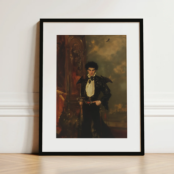 Armand - Gay Hispanic Vampire Art Print / Canvas, 12x16’’ / 31x41cm / Black Frame / Matboard, Posters Prints & Visual Artwork, Toby Leon