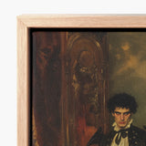 Framed Canvas Print Classical Portrait Man Dark Curly Hispanic Vampire Art, Gothic, Lore