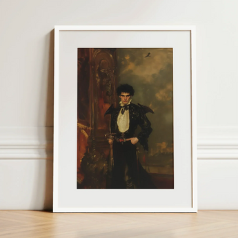 Armand - Gay Hispanic Vampire Art Print / Canvas Framed Portrait Man Dark Ornate Historical Attire White Hispanic Vampire Art, Gothic