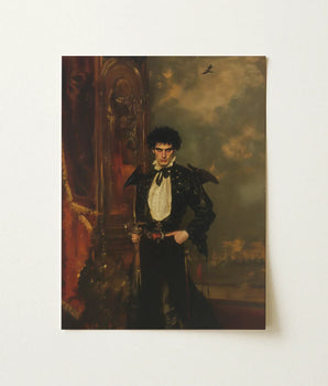 Framed Portrait Man Ornate Black Bullfighter Attire Gold Hispanic Vampire Art, Gothic, Lore