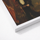White Framed Art Print Historical Figure Dark Attire Hispanic Vampire, Gothic, Lore