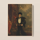 Armand - Gay Hispanic Vampire Framed Canvas, 12x16’’ / 31x41cm / Natural Floating Frame, Framed Painting Man Dark Ornate Attire