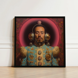 Framed Portrait Man Ornate Light Blue Gold Ceremonial Gay Mexican Astronaut, Aesthetic, Gayest