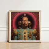 Framed Portrait Man Ornate Teal Gold Ceremonial Attire Gay Mexican Astronaut, Aesthetic, Gayest