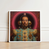 Framed Portrait Man Ornate Light Blue Gold Ceremonial Gay Mexican Astronaut, Aesthetic, Gayest