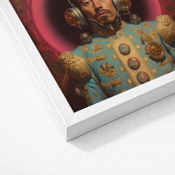 Framed Portrait Man Ornate Turquoise Gold Ceremonial Attire Gay Mexican Astronaut, Aesthetic, Gayest