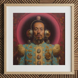 Armando - Gay Mexican Astronaut Art Print / Canvas Blue Gold Ornate Military Uniform Framed Picture, Aesthetic, Gayest Prints