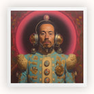 Armando Gay Mexican Astronaut Art Print, Portrait Man Ornate Turquoise Gold Costume Unusual Headgear