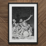Arrival of Dawn and the Break-up a Witches’ Gathering - Francisco De Goya Fine Art Print, 20x30’’ / 51x76cm / Black Frame / 2’’ Matboard,