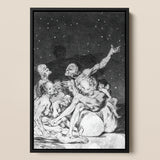 Arrival of Dawn and the Break-up a Witches’ Gathering - Francisco De Goya Fine Art Print / Canvas Black-framed Artwork Dramatic