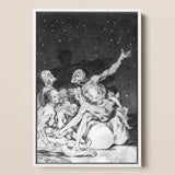Arrival of Dawn and the Break-up a Witches’ Gathering - Francisco De Goya Fine Art Print / Canvas Black-and-white Framed Artwork Dramatic