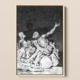 Arrival of Dawn and the Break-up a Witches’ Gathering - Francisco De Goya Fine Art Print / Canvas Framed Black-and-white Dramatic Scene