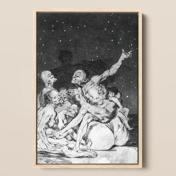 Arrival of Dawn and the Break-up a Witches’ Gathering - Francisco De Goya Fine Art Print / Canvas Framed Black-and-white Dramatic Scene