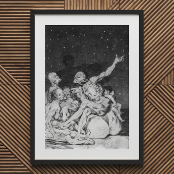 Arrival of Dawn and the Break-up a Witches’ Gathering - Francisco De Goya Fine Art Print / Canvas Framed Black White Print Goya-esque Scene