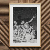 Arrival of Dawn and the Break-up a Witches’ Gathering - Francisco De Goya Fine Art Print / Canvas Framed Black White Print Group Emaciated