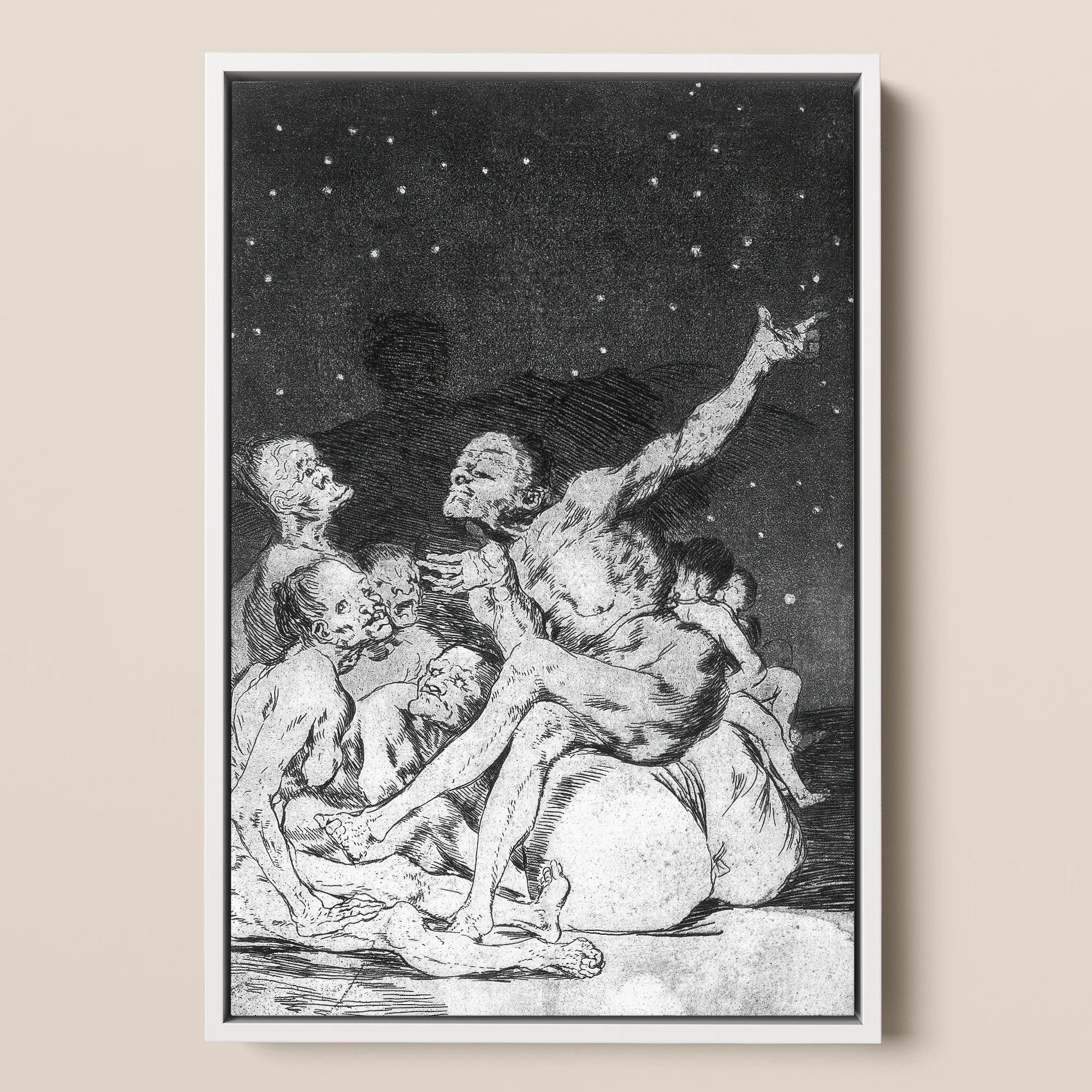 Arrival of Dawn and the Break-up a Witches’ Gathering - Francisco De Goya Framed Canvas, 12x18’’ / 31x46cm / White Floating Frame, Framed