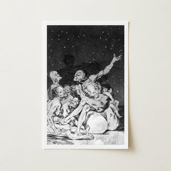 Arrival of Dawn and the Break-up a Witches’ Gathering - Francisco De Goya Fine Art Print / Canvas Black-and-white Lithograph Dramatic Scene