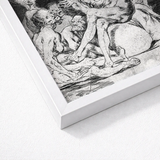 Black-and-white Framed Artwork Detailed Muscular Nude Figures Dynamic Goya Stages, Ignorance Personified, Witches Gathering