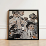 Black-framed Artwork Vintage-style Illustration Men Suits Hats Arrow Collars, Cluett Shirts, Plate Turned Menswear, Retail, Leyendecker Art