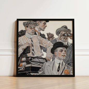 Black-framed Artwork Vintage-style Illustration Men Suits Hats Arrow Collars, Cluett Shirts, Plate Turned Menswear, Retail, Leyendecker Art