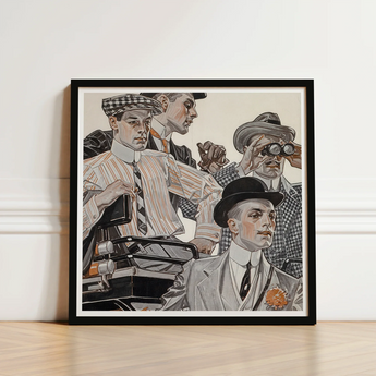 Black-framed Artwork Vintage-style Illustration Men Suits Hats Rendered Arrow Collars, Cluett Shirts, Plate Turned Menswear, Retail,