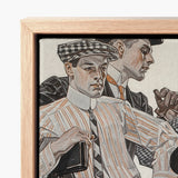 Framed Canvas Print Stylized Illustration Two Men Vintage Arrow Collars, Cluett Shirts, Plate Turned Menswear, Retail, Leyendecker Art