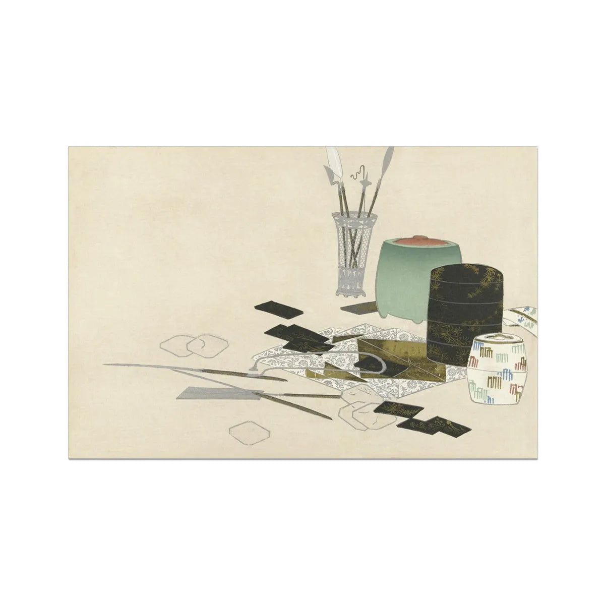 Art Supplies By Kamisaka Sekka Fine Art Print - 36’x24’ - Posters Prints & Visual Artwork - Aesthetic Art