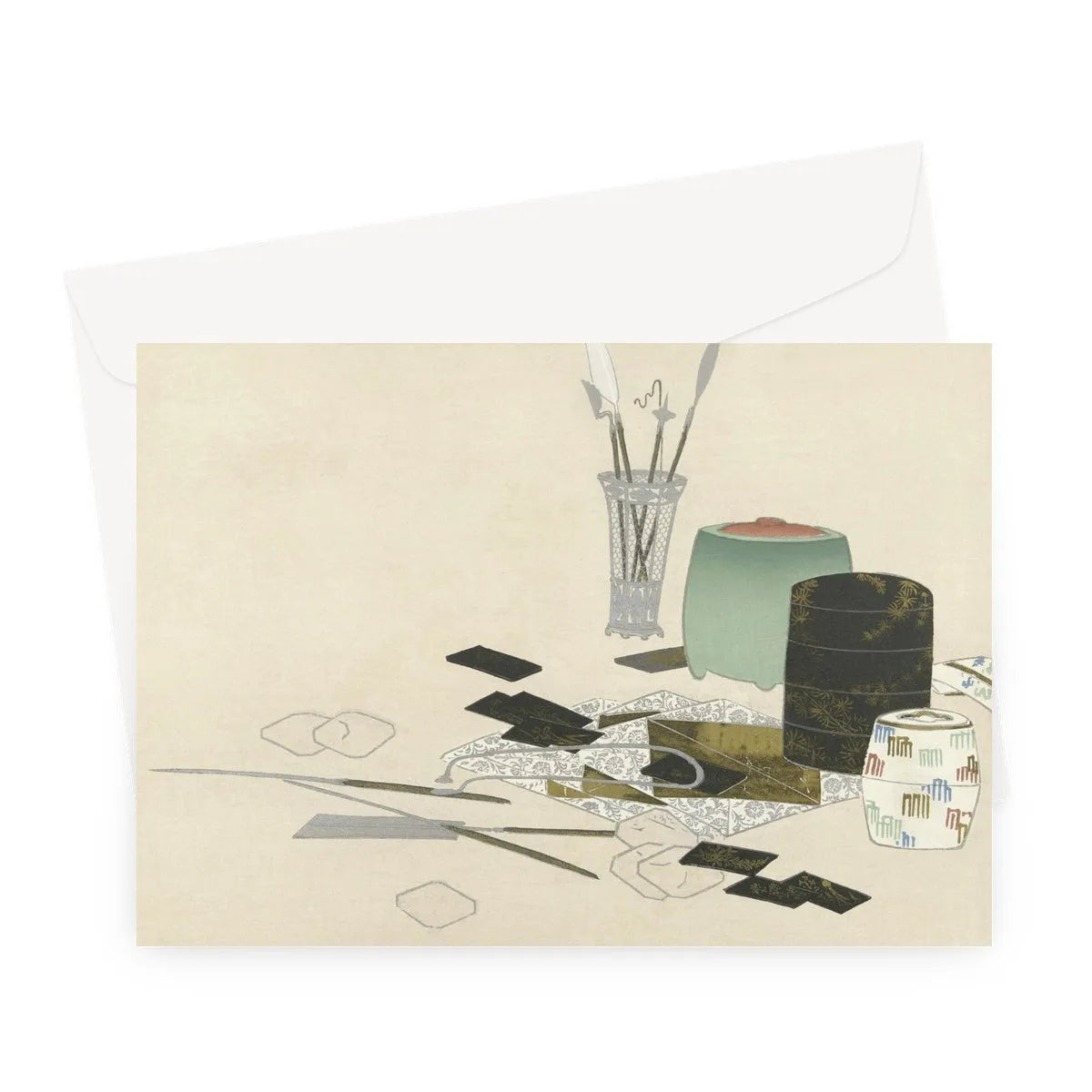 Art Supplies By Kamisaka Sekka Greeting Card - A5 Landscape / 1 Card - Notebooks & Notepads - Aesthetic Art