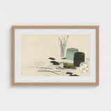 Art Supplies - Kamisaka Sekka Meiji Print / Canvas Minimalist Wooden-framed Life Inkwells Brushes Decorative Sekka’s, Momoyogusa Series