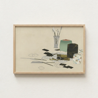 Minimalist Wooden-framed Artwork Life Artist’s Tools Containers Neutral Kamisaka Sekka’s Art, Momoyogusa Series Epitomizes, Rinpa School’s