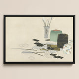 Art Supplies - Kamisaka Sekka Meiji Print / Canvas Black-framed Artwork Life Art Supplies Brushes Inkwells Patterned Kamisaka Sekka’s Art,
