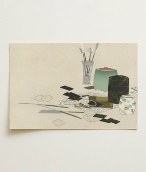 Minimalist Life Print Glass Vase Paintbrushes Stacked Ceramic Kamisaka Sekka’s Art, Momoyogusa Series Epitomizes, Rinpa School’s Fusion