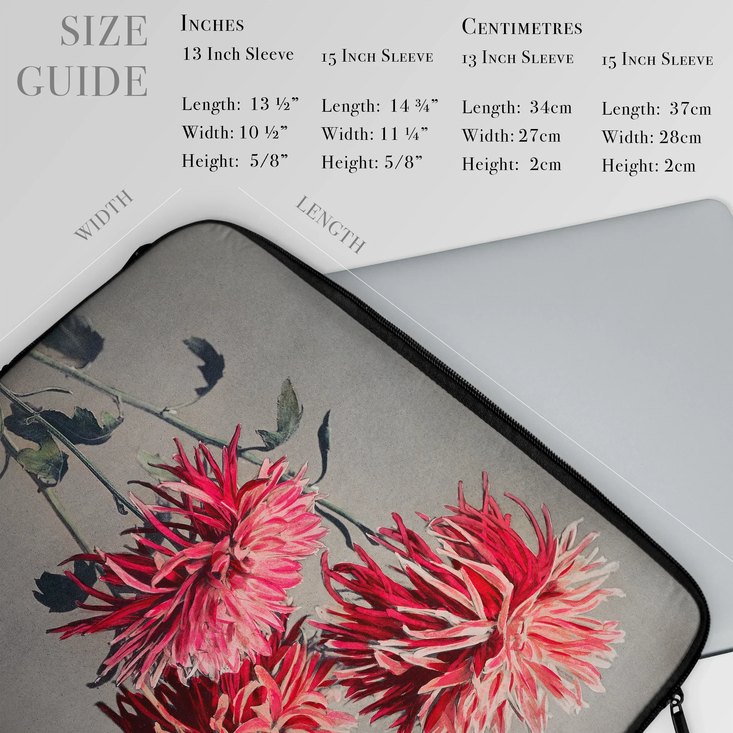 Asa-dsuma-bune - Kazumasa Ogawa Floral Laptop Sleeve, Laptop Sleeve Floral Design Vibrant Pink Flowers