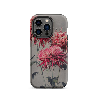 Asa–dsuma–bune - Kazumasa Ogawa Floral Phone Case Iphone 14 Pro / Matte Floral-patterned, Meiji-era Botanical Spectacle, Crimson Petals