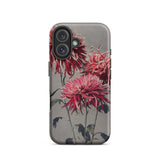 Asa–dsuma–bune - Kazumasa Ogawa Floral Phone Case Iphone 16 / Matte Floral-patterned, Meiji-era Botanical Spectacle, Crimson Petals Erupt