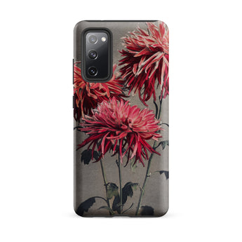 Asa–dsuma–bune - Kazumasa Ogawa Floral Samsung Case, Galaxy S20 Fe / Matte, Smartphone Case Botanical Illustration Red Pink Dahlia Flowers