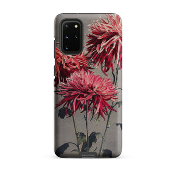 Asa–dsuma–bune - Kazumasa Ogawa Floral Samsung Case, Galaxy S20 Plus / Matte, Smartphone Case Design Three Pink Red Dahlias Gray