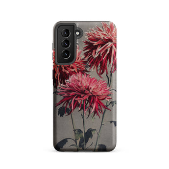 Asa–dsuma–bune - Kazumasa Ogawa Floral Samsung Case, Galaxy S21 / Matte, Smartphone Case Design Three Pink Red Dahlia Flowers