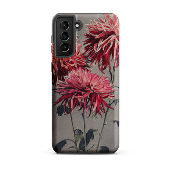 Asa–dsuma–bune - Kazumasa Ogawa Floral Samsung Case, Galaxy S21 Plus / Matte, Smartphone Case Vibrant Floral Design Three Red Pink