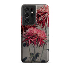Asa–dsuma–bune Kazumasa Ogawa Floral Samsung Case, Galaxy S21 Ultra / Matte, Smartphone Case Dark Pink Chrysanthemum Floral Design