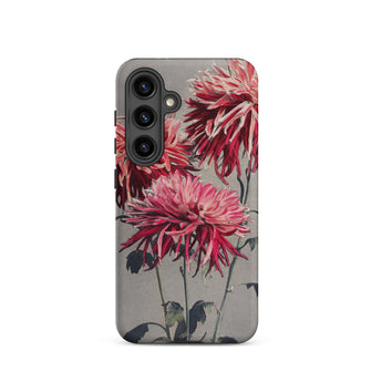 Asa–dsuma–bune - Kazumasa Ogawa Floral Samsung Case, Galaxy S24 / Matte, Smartphone Case Adorned Illustration Pink Red Chrysanthemums Muted