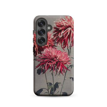 Asa–dsuma–bune - Kazumasa Ogawa Floral Samsung Case, Galaxy S25 / Matte, Smartphone Case Botanical Print Pink Red Dahlia Flowers