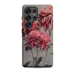 Asa–dsuma–bune - Kazumasa Ogawa Floral Samsung Case, Galaxy S25 Ultra / Matte, Black Smartphone Case Vibrant Floral Design Red Pink