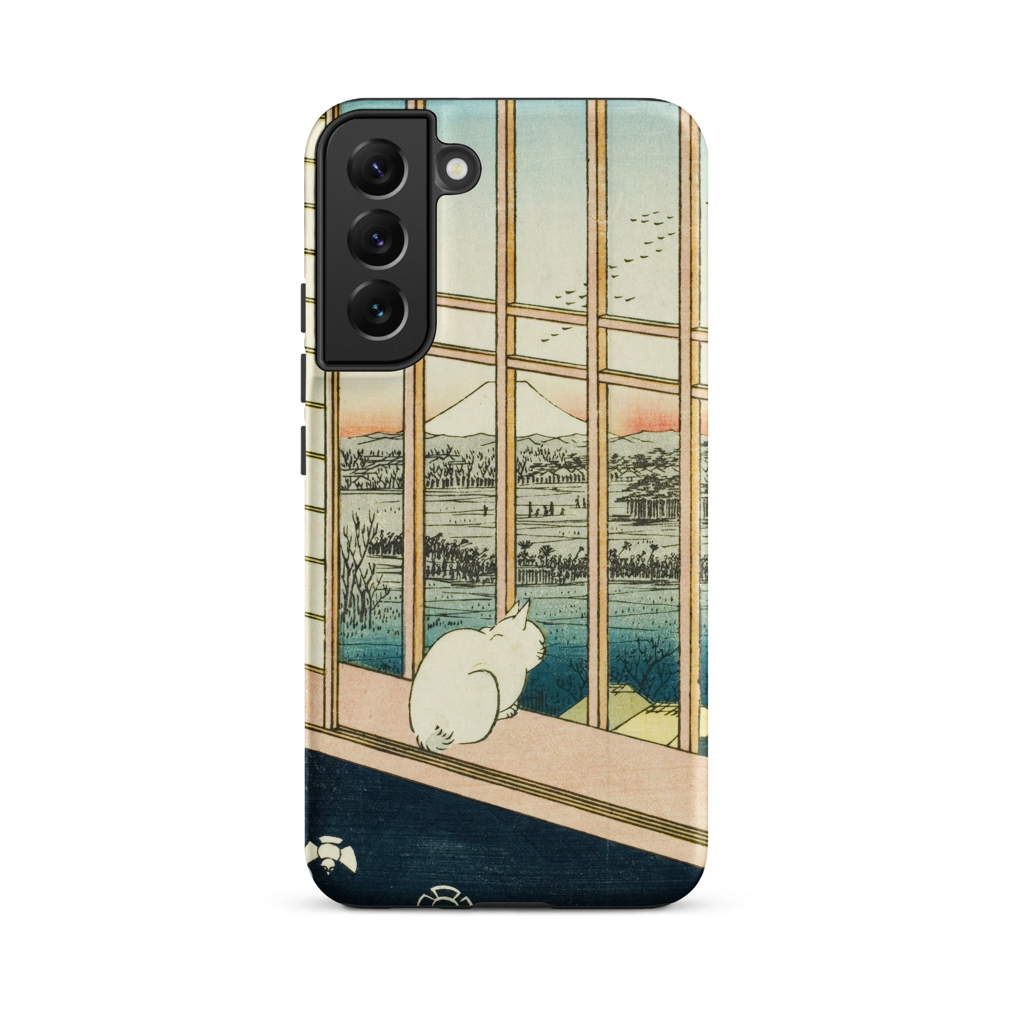 Asakusa Ricefields and Torinomachi Festival Utagawa Hiroshige Samsung Case, Galaxy S22 Plus / Matte, White Cat Window Depicted Phone Case