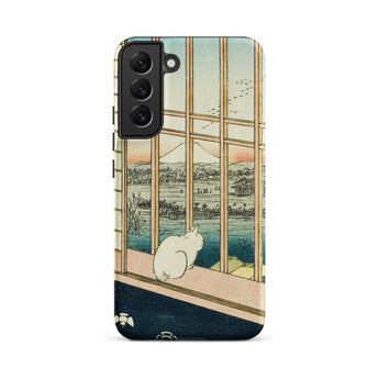 Asakusa Ricefields and Torinomachi Festival - Utagawa Hiroshige Samsung Case, Galaxy S22 Plus / Matte, White Cat Window Depicted Phone Case