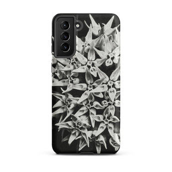 Asclepias Speciosa - Karl Blossfeldt Phone Case Samsung Galaxy S21 Plus / Matte Black White Floral Phone Case Dense Pattern Milkweed Karl