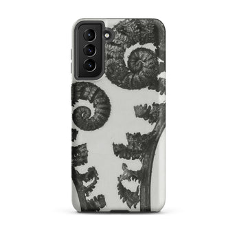 Aspidium Filix Mas (shield Fern Fronds) - Karl Blossfeldt Phone Case Samsung Galaxy S21 Plus / Matte Black White Fern-patterned Phone Case