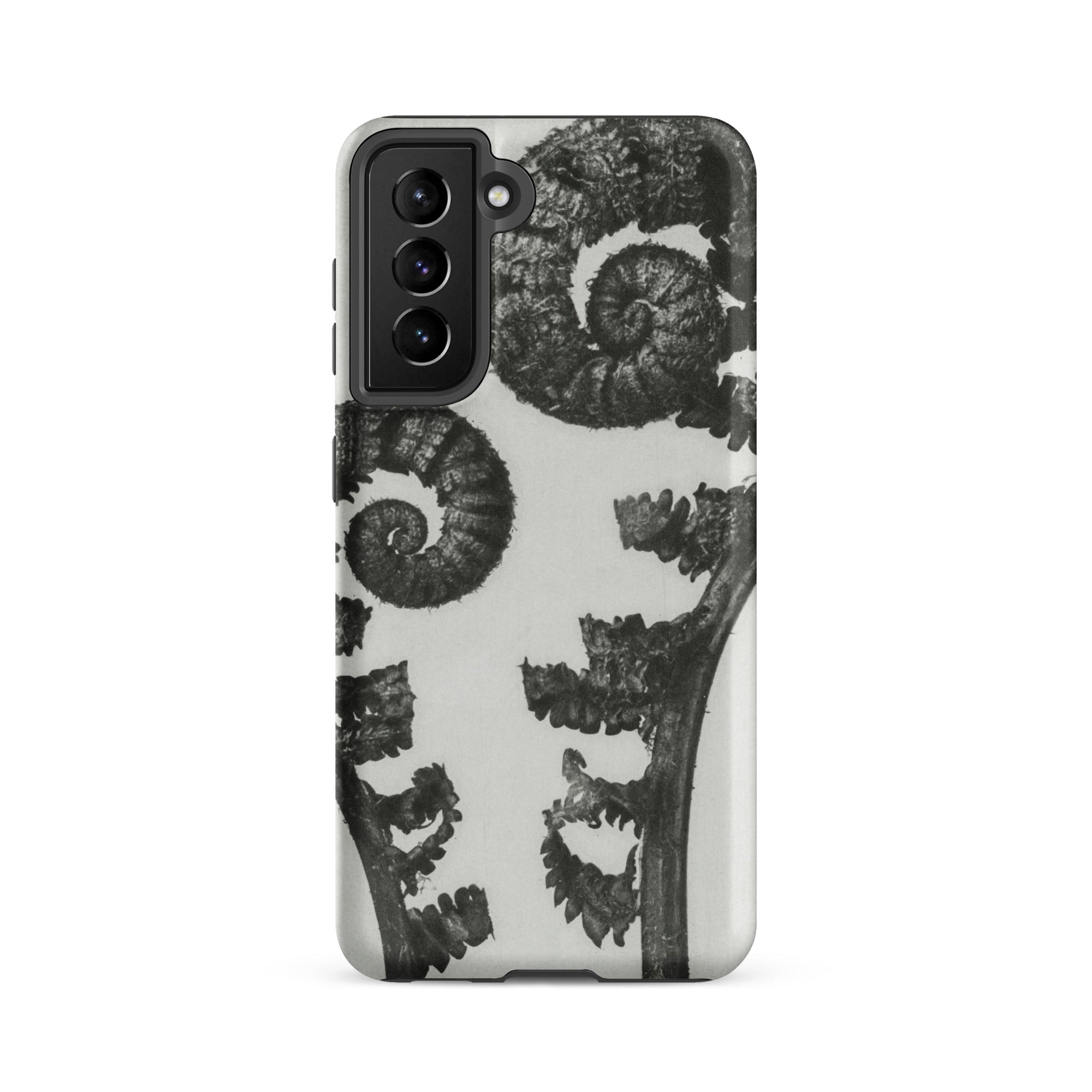 Aspidium Filix Mas (shield Fern Fronds) Karl Blossfeldt Samsung Case, Galaxy S21 Fe / Matte, Black White Fern Frond Pattern Smartphone Case